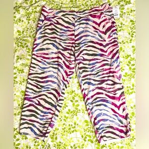 Colorful Zebra Print Women’s Capris- X-Large